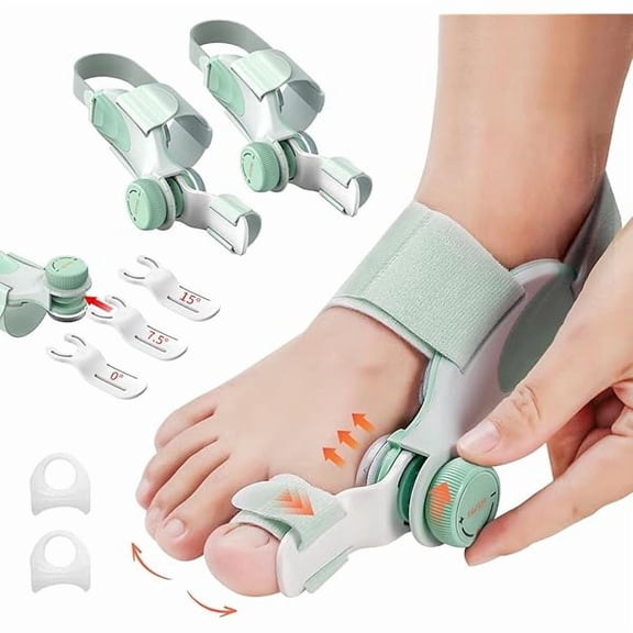 ZLC2 PCS Bunion Corrector for Women Big Toe, Adjustable Brace with Knob & Angled Plates for Hallux Valgus Relief & Toe Alignment, Medium Strap