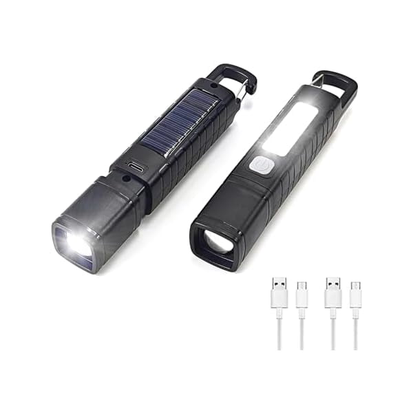 Small Solar Flashlight ZLC2 Pack Solar Flashlight, Rechargeable Zoomable LED Flashlight, High ...