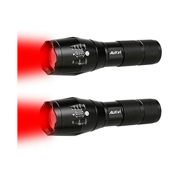 ZLC2 Pcs Powerful Red LED Flashlight - Long Range Red Hunting Light Torch, Zoombale, Waterproof, Best for Astronomy, Aviation, Night Observation
