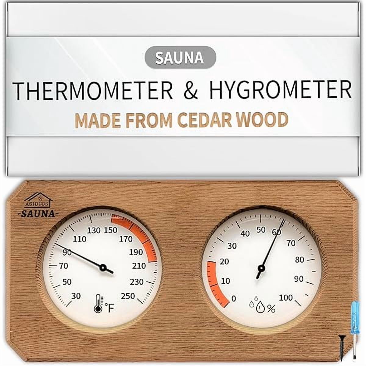 ZLC2-in-1 Sauna Thermometer and Hygrometer, Canadian Red Cedar Sauna Thermometer, Sauna Thermometer Fahrenheit Gauge for Sauna Room, Sauna Accessories