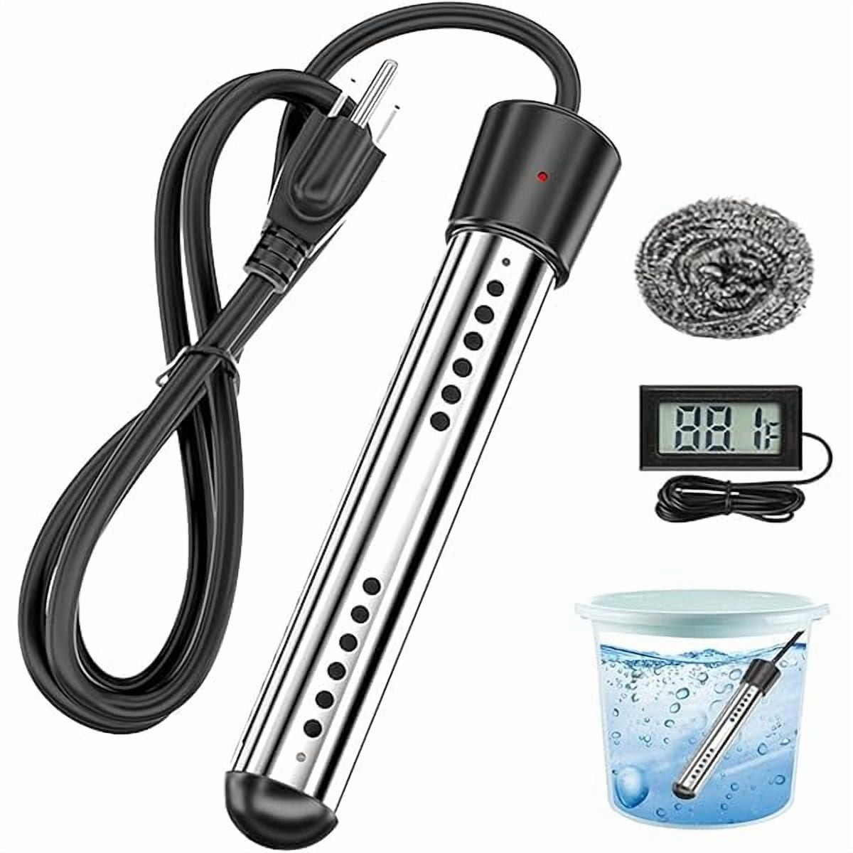 ZLC2000W Immersion Water Heater, Portable Water Heater Electric with 304 Stainless Steel, Thermometer & Safety Protection, Quickly Heats 5 Gallons of Water in Minutes, Suit for Bucket or Bathtub