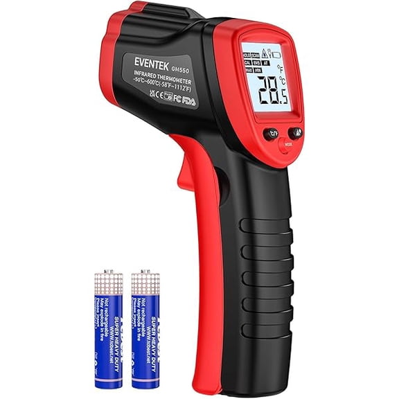 ZLC2025 Infrared Thermometer Gun, -58F~1112F Temperature Gun, Laser Thermometer Gun for Cooking, Pizza Oven, Candy, Griddle, Engine, Infrared Thermometer with Adjustable Emissivity & Max Min