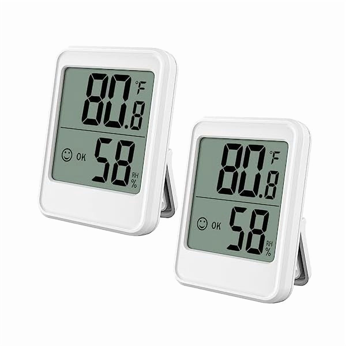 ZLC2Pack Digital Hygrometer Thermometer Room Thermometer Indoor Thermometer for Home with Temperature and Humidity Monitor, Wall Mount, Mini Size, Big Numbers, White