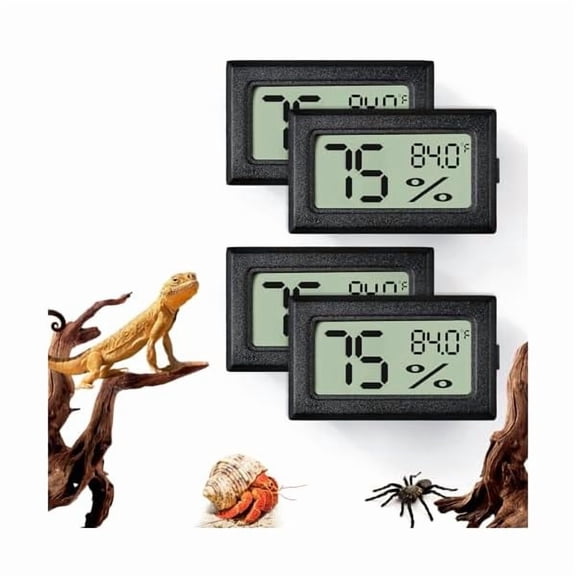 ZLC4 PCS Rectangle Reptile Thermometer and Humidity Gauge for Bearded Dragon Accessories, Reptile Tank Accessories for Jumping Spider, Leopard Gecko, Hermit Crab, Gecko, Ball Python, Lizard