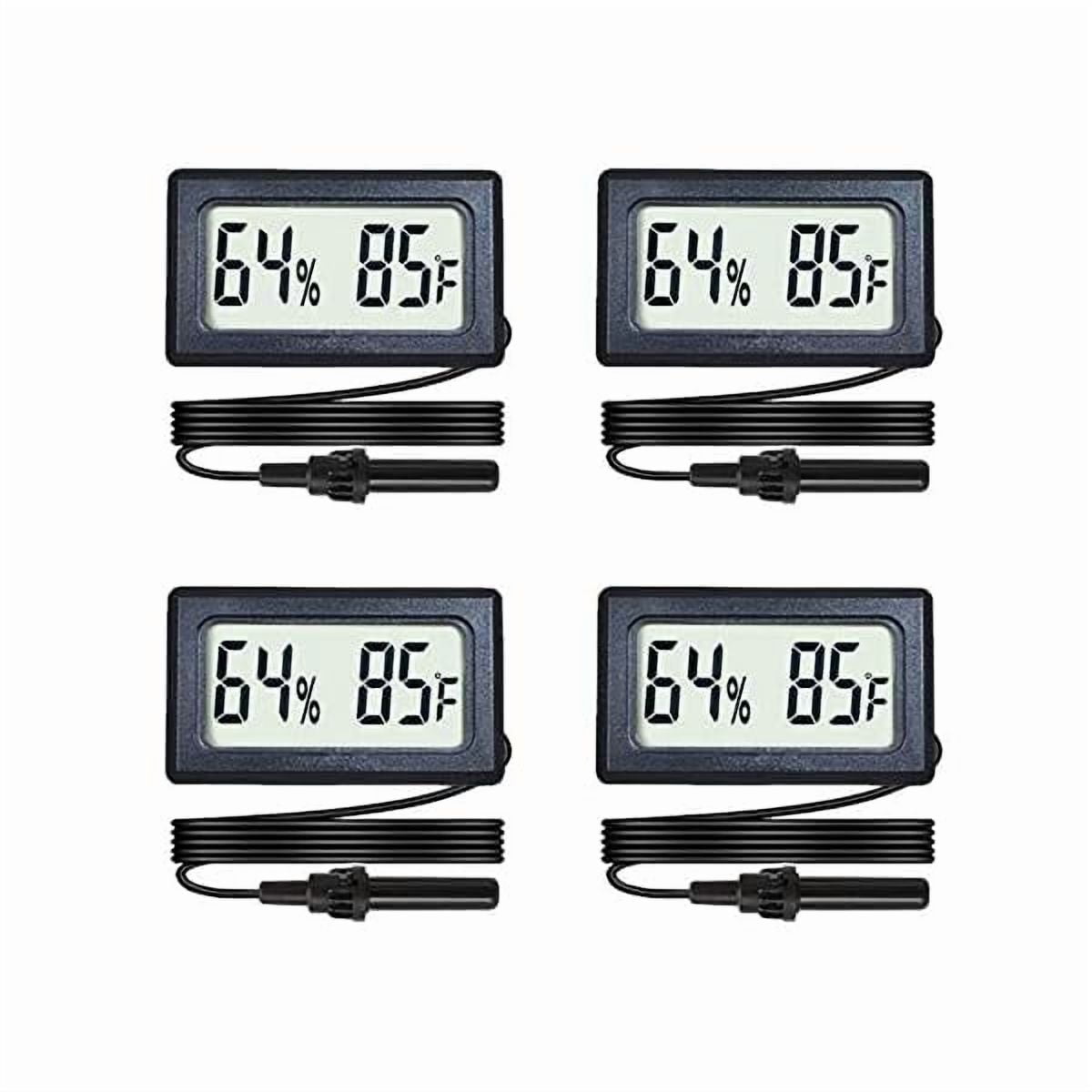 ZLC4-Pack Mini Digital Hygrometer Thermometer Gauge with Probe LCD Display Temperature Fahrenheit Humidity Meter for Incubator Reptile Plant Terrarium Sealed Containers Guitar Case