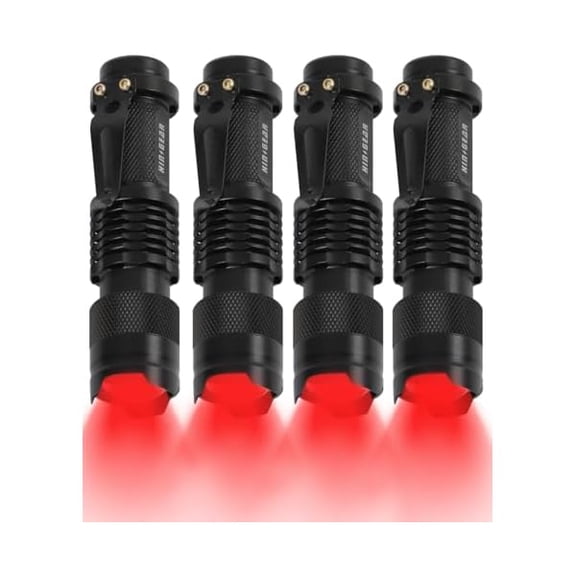 ZLC4 Pack Red Flashlight LED Single Mode Light 1 Mode LED Torch Scalable Red Light Flashlight for Astronomy Aviation Night Observation