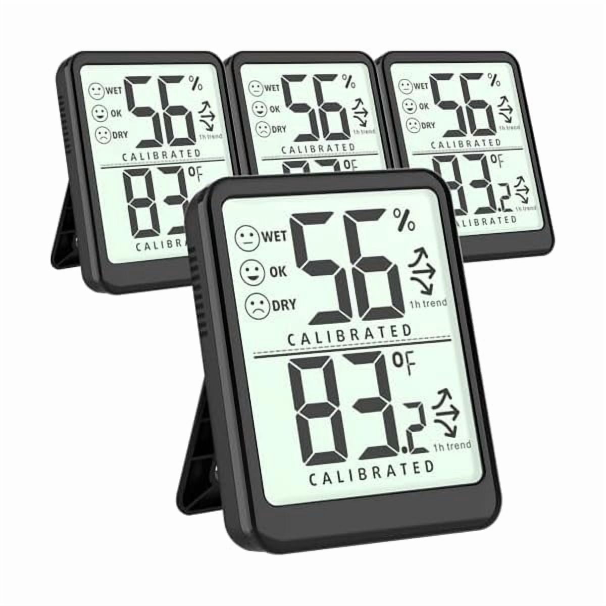 ZLC4-Pack Room Thermometer Indoor Hygrometer, Small Digital Temperature and Humidity Monitor Sensor, Temperature Humidity Gauge Meter for Home Baby Room, Plants, Pets - AAA Battery Included