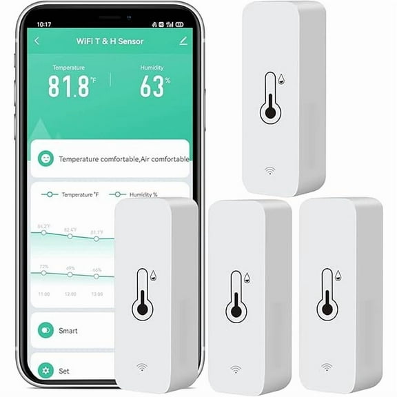 ZLC4-Pack WiFi Temperature Humidity Sensor: Wireless Temperature Humidity Monitor with App Alert, Free Data Storage Export, Smart Indoor Thermometer Hygrometer Compatible with Alexa Google Assistant
