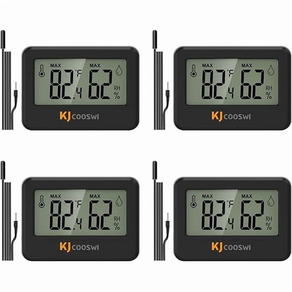 ZLC4PCS Mini Digital Hygrometer and Thermometer Reptile Thermometer with Extend Probe (Only Temperature) Indoor Temp and Humidity Meter with Magnet