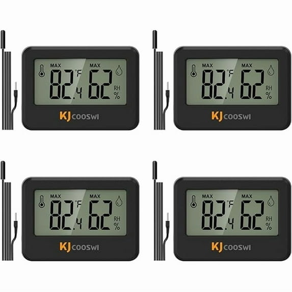 ZLC4PCS Mini Digital Hygrometer and Thermometer Reptile Thermometer with Extend Probe (Only Temperature) Indoor Temp and Humidity Meter with Magnet