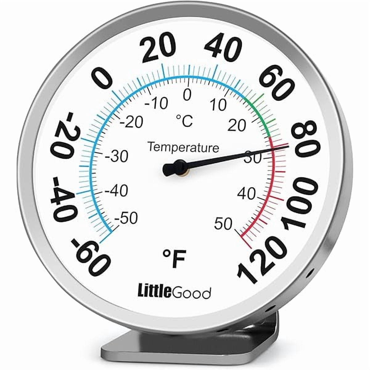 ZLC5” Indoor Outdoor Thermometer - Analog Thermometer gauges for Temperature Updated, Round Dial Metal Wall Thermometers Large Numbers for Home, Patio, Room, Greenhouse, Garage, Decorative