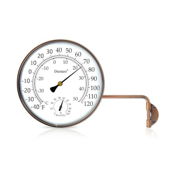 ZLC6-Inch Outdoor Thermometer for Patio. Accurate Window Thermometer for Outside Temperature, Greenhouse, Garage.Solid Brass Swivel with Humidity (6inch Thermo&Hygrometer)