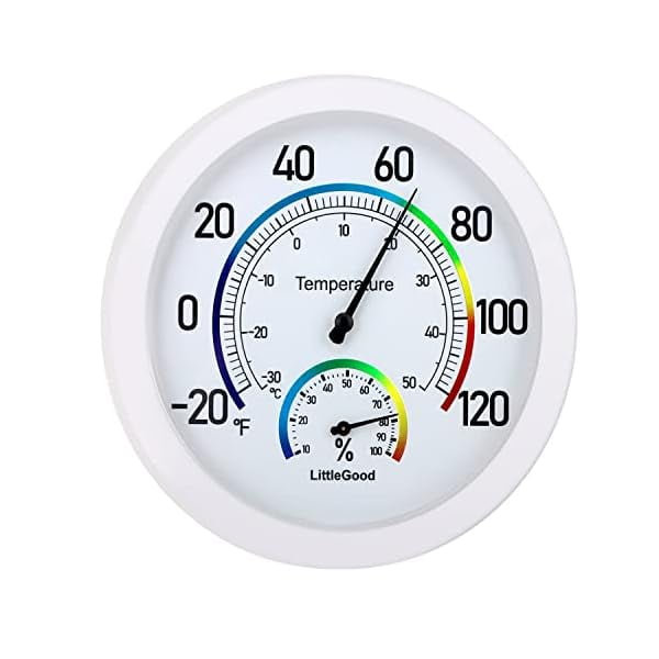ZLC6" Thermometer Indoor with Humidity Gauge - Wall Thermometer/Hygrometer for Home Decorative, Updated Analog Dial Temperature Humidity Monitor for Room Temp