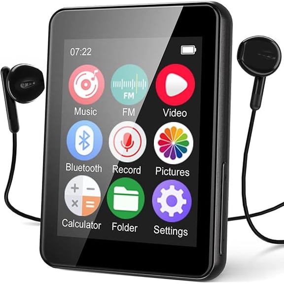 ZLC64GB MP3 Player with Bluetooth 5.3, Portable Music Player 2.4" Full Touchscreen with Speaker, FM Radio, Voice Recorder, E-Book (Earphones Included)