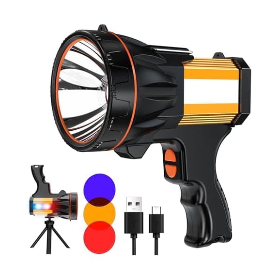 ZLC8 Modes Spotlight 4000 High Lumen Energy Saving Function, More Than 60 Hour Standby Time LED Flashlight, 360 Adjustable Tripod and IPX68 Waterproof for Camping Hunting Emergency Walking