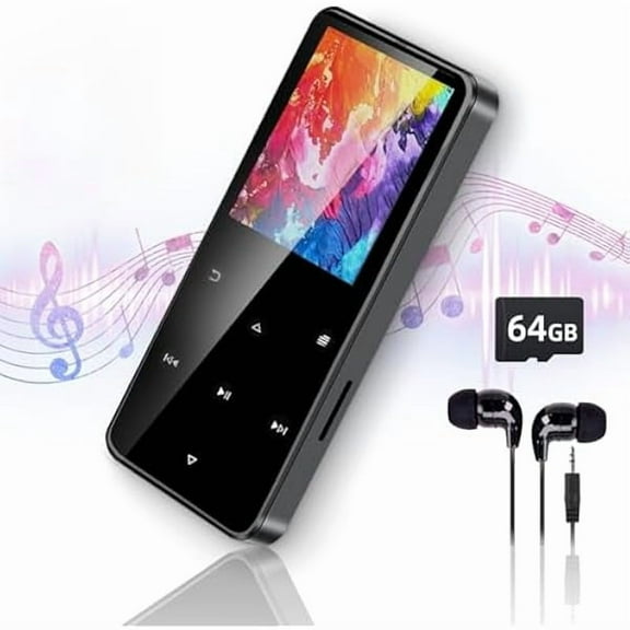 ZLC80GB MP3 Player with Bluetooth Portable HiFi Music Player with HD Speaker, Lossless Sound, FM Radio, Voice Recorder, Touch Buttons, E-Book (Earphones & 16GB + 64GB Card Included, No WiFi)