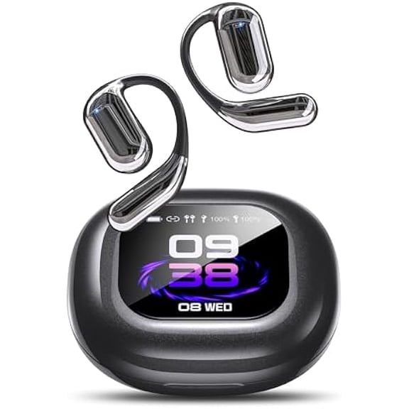 ZLCAI Language Translation Earbuds, Bluetooth 5.4 Headphones Translator for 144 Languages & Accents, OWS LCD Touch Screen Real-Time Earphones Fit iOS and Android Ideal for Travel Business Learning