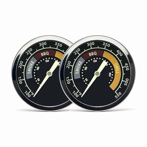 ZLCAccurate Grill Thermometer 2 Pcs for Oklahoma Joe’s Smoker, 3695528R06 for Longhorn/Highland Offset Smokers, Glowing Temperature Gauge for Charcoal/Wood/Pellet Grills with 13/16” mounting Hole