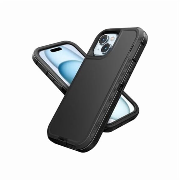 ZLCB Case for iPhone 15 Plus 5G, Heavy Duty Rugged Dual-Layer Protection Phone Case & USB C Port Anti-dust Scratch Shockproof Matte Armor Back Cover for Apple iPhone 14 Plus/ 15 Plus 6.7 inch Black