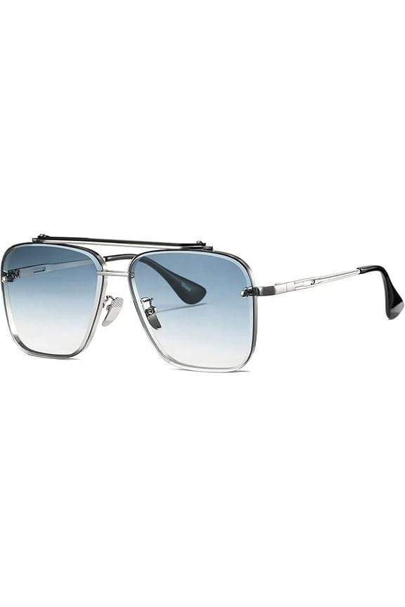 Fashion Trendy Square Aviator Gradient Sunglasses For Women Men Vintage Metal Sun Glasses