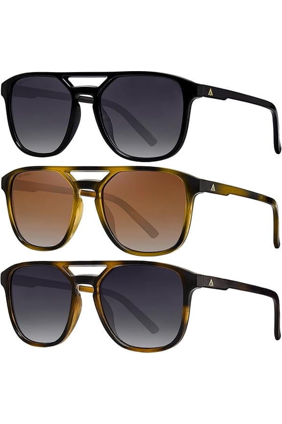 Polarized Aviator Sunglasses for Women Men UV400 Protection Trendy Sunglasses Double Bridge 70s Retro Vintage Aviators