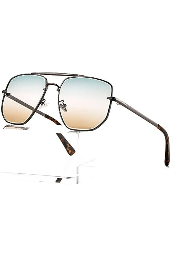 Square Aviator Sunglasses for Men Women Fashion Vintage Diamond Cutting Lens Classic Military Pilot Gradient Shades