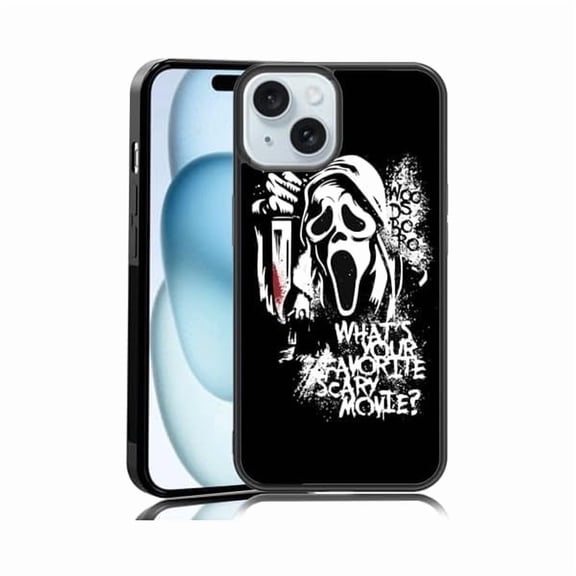 ZLCBFavorite Scary Phone Case Compatible with iPhone 15, Scream iPhone Case Shockproof Black and White Phone Halloween Funny Cover Gift for Boy Girl Men Women