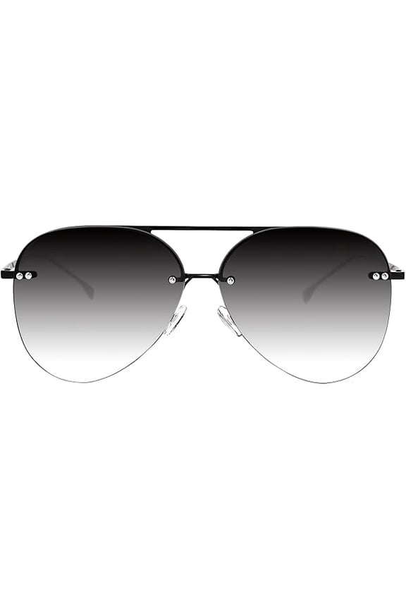 Retro Rimless Women Aviator Sunglasses Classic Lady Oversized Sun Glasses black Gradient Mirrored Lens Bold Shades