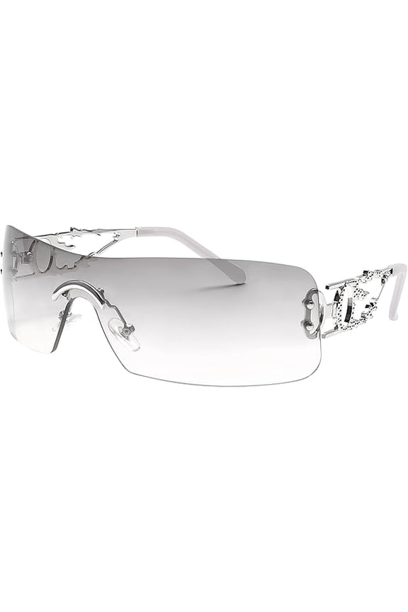 Rimless Y2k Sunglasses For Women Men Rectangle Vintage glasses Fashion Flame Metal Sunglass Frameless Retro Eyewear