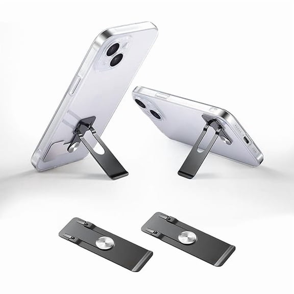ZLCBUltra Thin Phone Kickstand, Slim Vertical and Horizontal 360 Rotating Universal Alloy Steel Metal Stable Stand Pocket Friendly Phone Holder for iPhone Samsung Phone Case (Black 2-Pack)