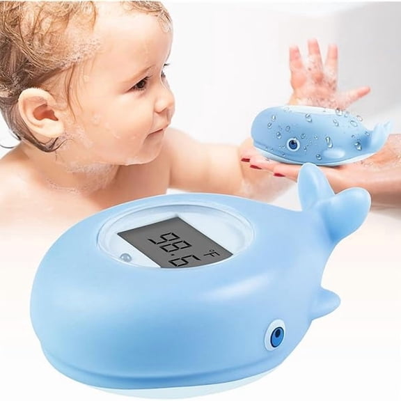 ZLCBaby Bath Thermometer Floating Toy, BPA-Free Safety Digital Bath Tub Thermometer with Temperature Alarm & LCD Display, Whale Baby Water Temperature for Infants, Newborn, Pregnancy