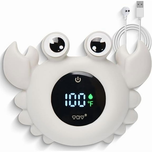ZLCBaby Bath Thermometer with Floating Toys & Room Temperature Monitor - Rechargeable Digital Thermometer with Temperature Alerts, Bath Essentials for Newborns, Infants (Advanced Grey)