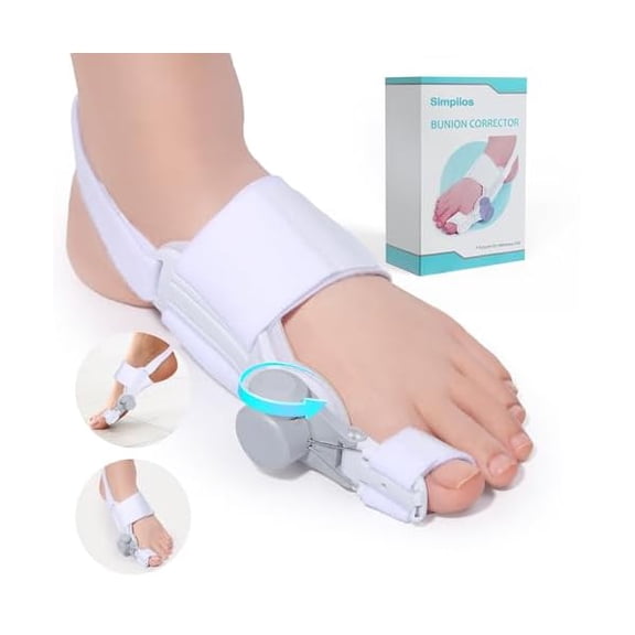 ZLCBunion Corrector for Women and Men, Adjustable Knob Toe Straightener, Day Night Support with Toe Separator for Bunion Relief, Ideal Gifts for Mothers Day (White-1 pair)