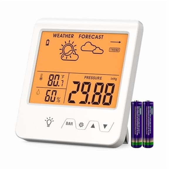 ZLCDigital Barometer Ambient Weather Forecast Clock Thermometer and Hygrometer for Golf Cart, Boat, Home, Office Easy to See Time, Temperature, Humidity, & Pressure