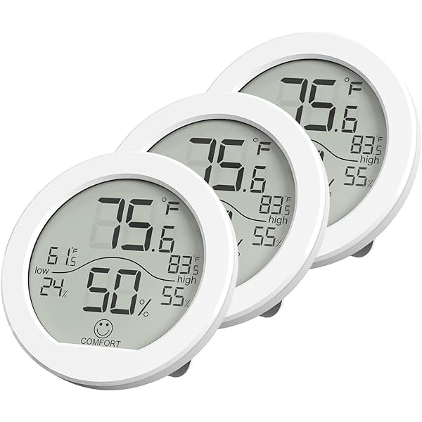 ZLCDigital Hygrometer 3 Pack Room Thermometer and Humidity Gauge LCD Hygrometer with Max and Min Records (White)