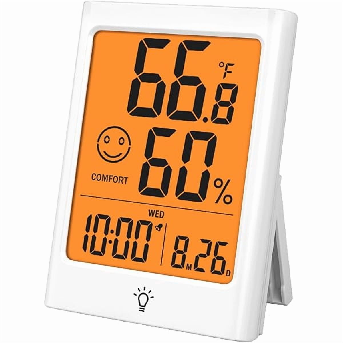ZLCDigital Indoor Thermometer for Room, Smart Temperature Humidity Monitor with Backlight, Comfort Indicator, Max/Min Record, Time, Calendar, Alarm, °c/°f Switch for Bedroom, School