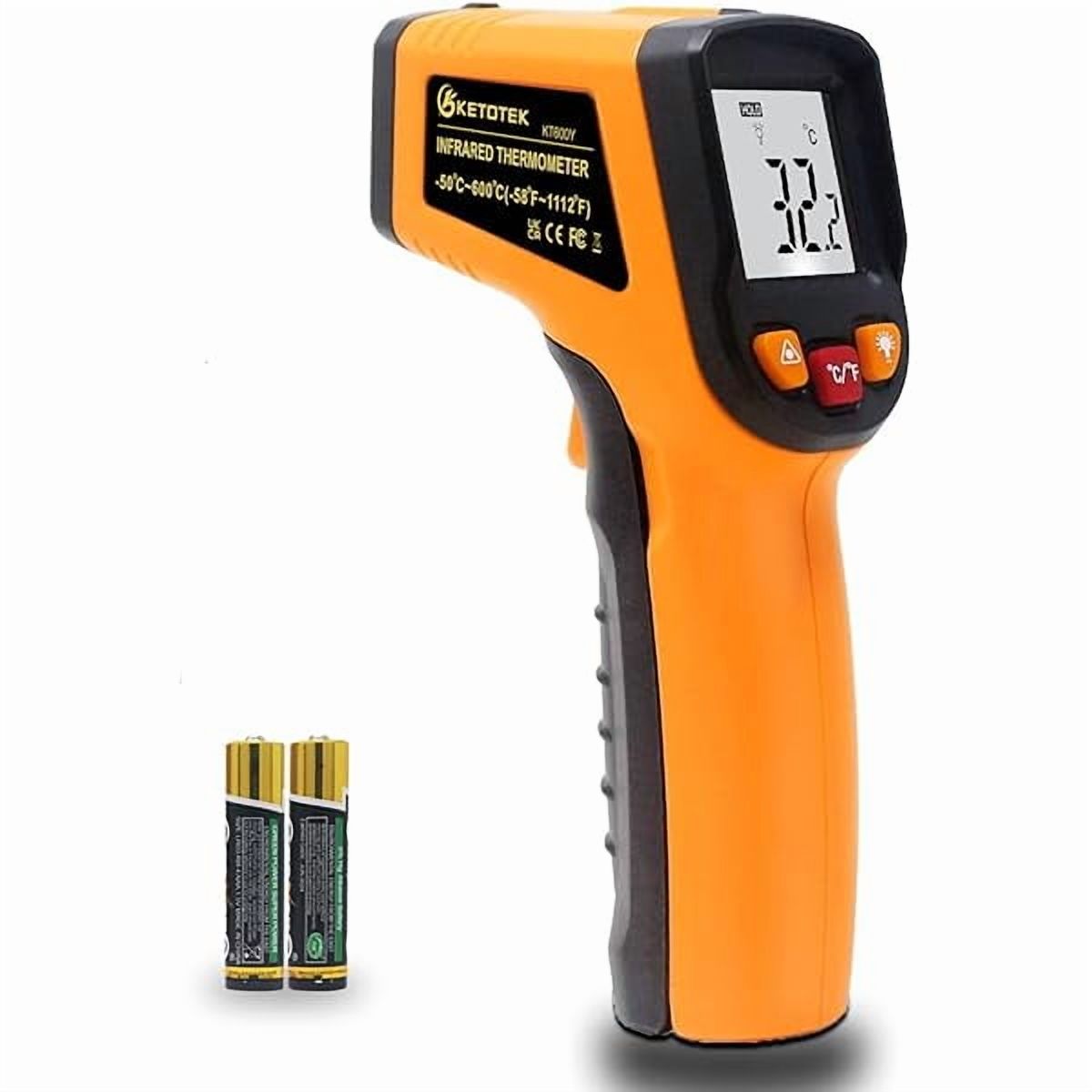 ZLCDigital Infrared Thermometer Temperature Gun -58°F-1112 °F(-50°C - 600°C) Handheld Non Contact IR Laser Thermometer KT600Y for Cooking Meat Refrigerator Pool Pizza Oven BBQ Food