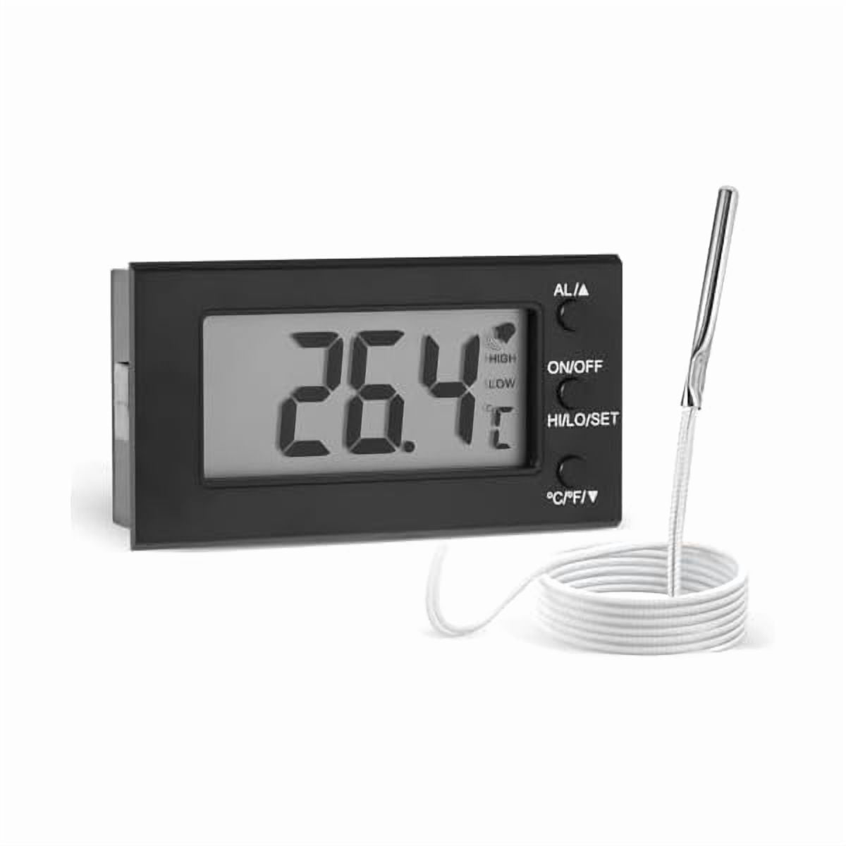 ZLCDigital Oven Thermometer -58°F to 572°F/-50°C-300°C, Thermometer with Probe, High Low Temperature Alarm, LCD, Celsius/Fahrenheit (Black)