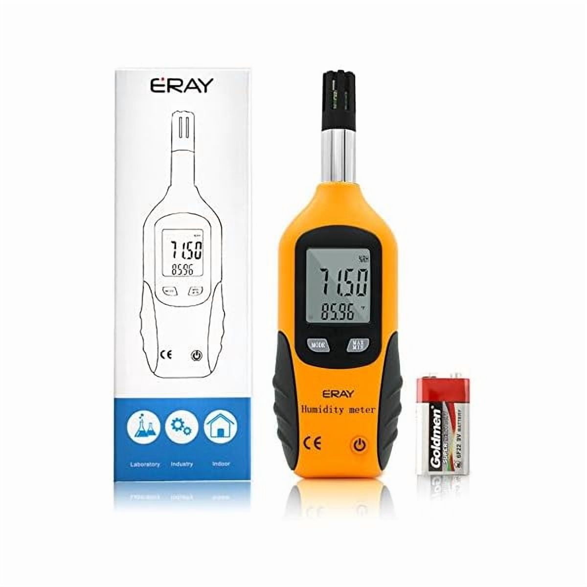 ZLCDigital Psychrometer Thermometer Hygrometer with Backlight, Temperature and Humidity Reader Meter Thermo-Hygrometer with Dew Point and Wet Bulb Temperature, 9V Battery Included(Yellow)