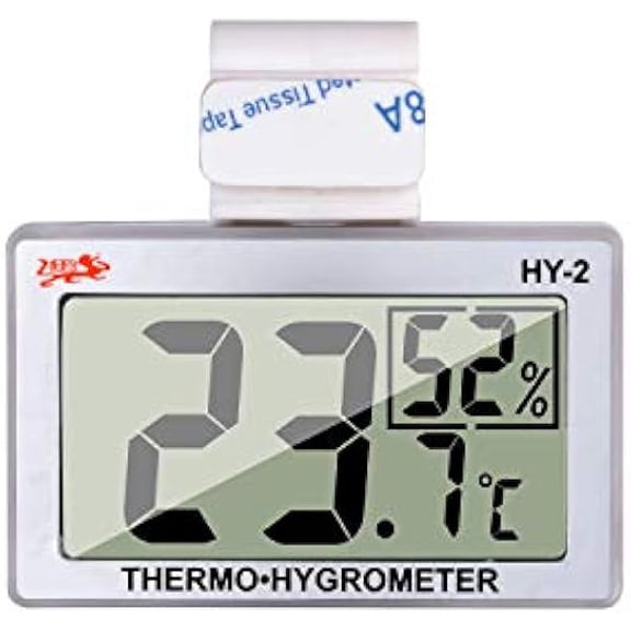 ZLCDigital Reptile Thermometer Hygrometer with Hook & Adhesive, LCD Display Temperature Humidity Gauge for Reptile Tanks, Terrariums, Bearded Dragon, Hermit Crab Accessories (-10~+50/20%-90% RH)