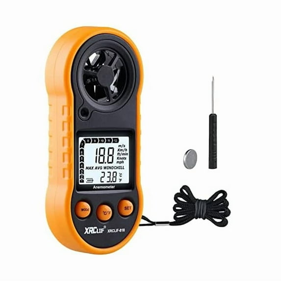 ZLCDigital Wind Speed Meter Anemometer Handheld Wind Gauges Air Flow Velocity Meter for Measuring Wind Chill Temperature Speed, Wind Meter Thermometer Gauge for Shooting Windsurfing Fishing Hunting