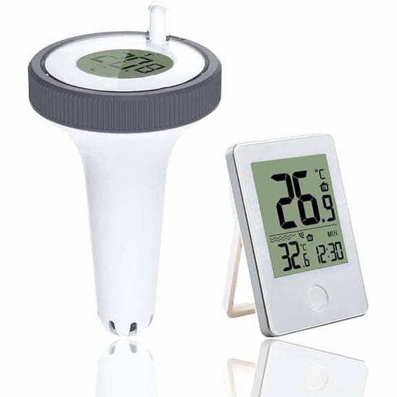 ZLCFloating Pool Water Thermometer - Easy Read Digital Thermometer with Indoor Temperature Humidity Monitor for Swimming Pools, Fishing Pond, Bath Tube, Hot Tubs, Aquariums (White)