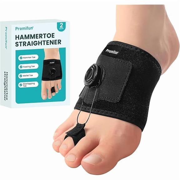 ZLCHammer Toe Straightener Corrector for Women, Hammer Toe Corrector for Crooked Toes, Toe Straighteners Relief for Curled Toes, Floating Toes, Foot Pain Relief - Single Hole, Black