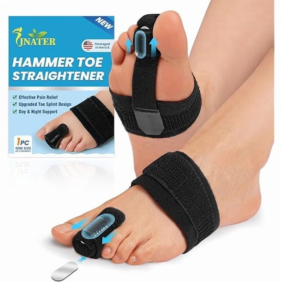 ZLCHammer Toe Straightener Corrector for Women & Men - Adjustable Toe Splint for Hammer, Curled, Crooked Toes, Pain Relief, Broken Support (1 Compression Foot Wrap & 1 Strap, 1Pc)