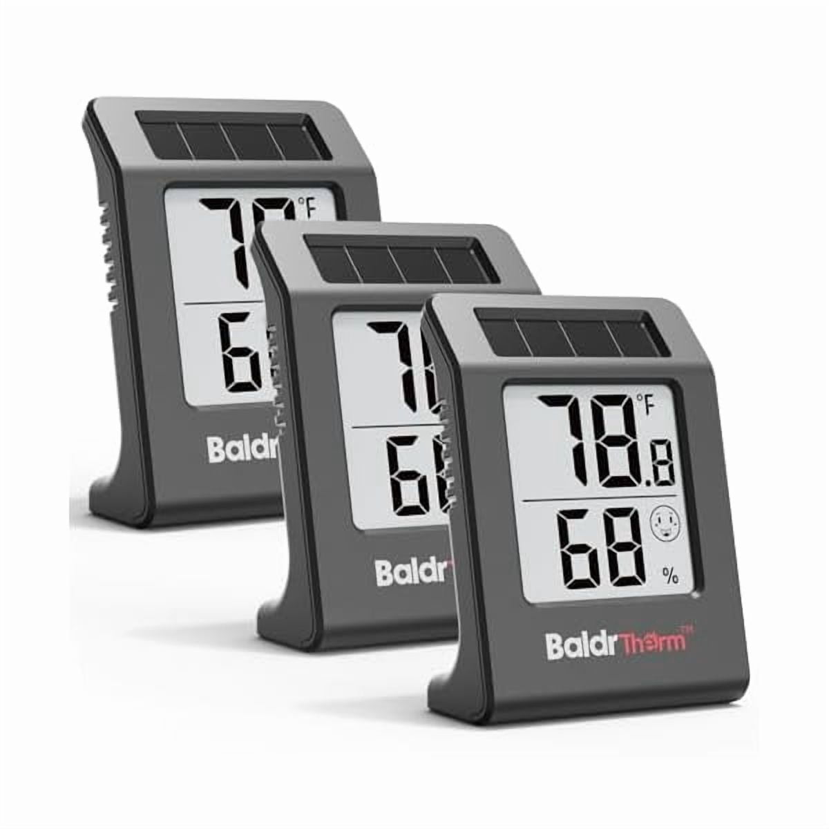 ZLCHumidity Meter Hygrometer, Solar-Powered Room Thermometer Indoor Digital Temperature Sensor Monitor, 2.2''Humidity Gauge for Baby Rooms, Home, Office, 3Pack, Black