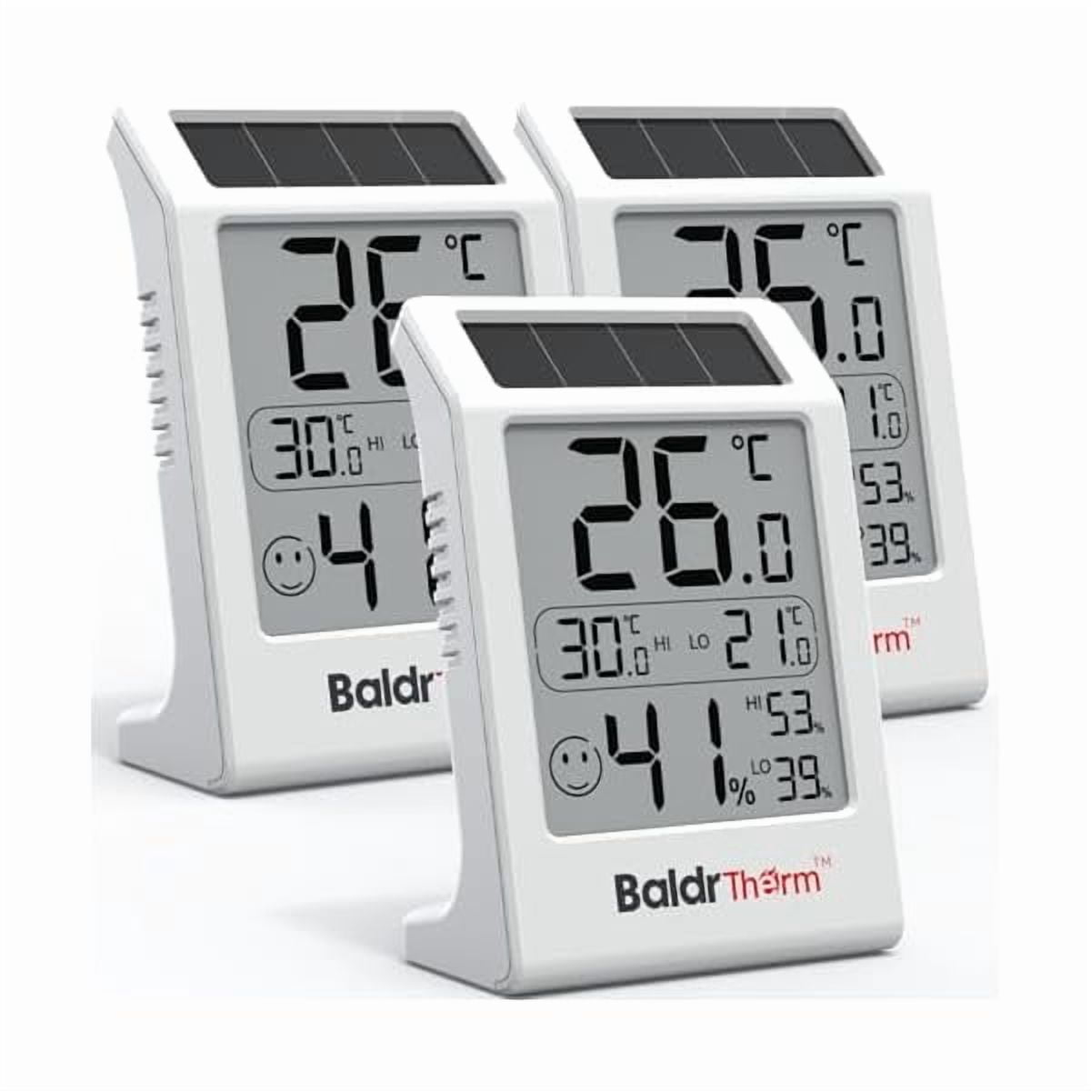 ZLCHumidity Meter Hygrometer, Solar-Powered Room Thermometer Indoor Digital Temperature Sensor Monitor, 3.2''Humidity Gauge for Baby Rooms, Home, Office, 3Pack