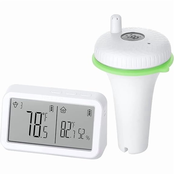 ZLCINKBIRD IBS-P02R Floating Wireless Thermometer Set with Indoor Temperature Humidity Monitor, IPX7 Waterproof, for Swimming Pools, Hot Tubs, Small Ponds, Aquariums