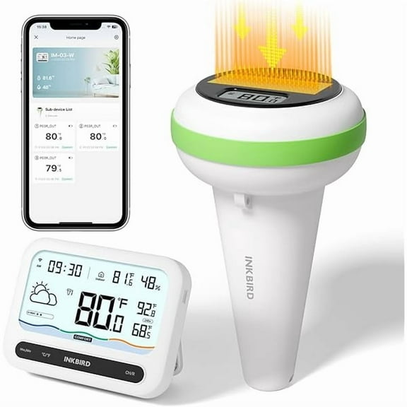 ZLCINKBIRD Solar Wireless Pool Thermometer with 7-in-1 WiFi Gateway | Indoor Temperature Humidity Monitor with Data Export | Smart Swimming Pool Thermometer for Bathtub, Pond