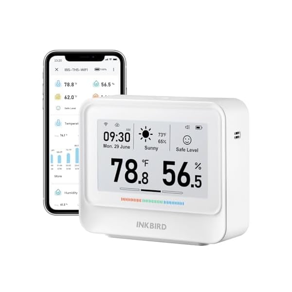 ZLCINKBIRD WiFi Thermometer Hygrometer, Temperature and Humidity Sensor with Weather Station, 9-in-1 IBS-TH5 with Electronic Ink Display, 2 Years Free Data Storage Export, Remote Monitor for Room