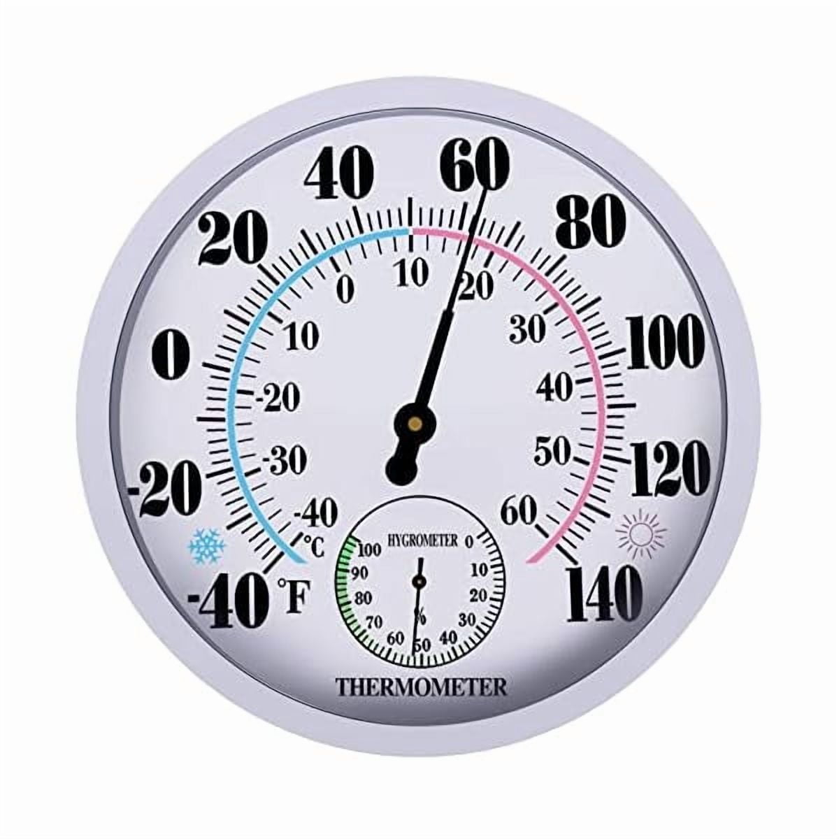 ZLCIndoor Outdoor Thermometer Hygrometer, Outdoor Thermometer Large Numbers, Decorative Outdoor Thermometers for Patio, No Battery Needed Wall Thermometer Round 10" in Diameter